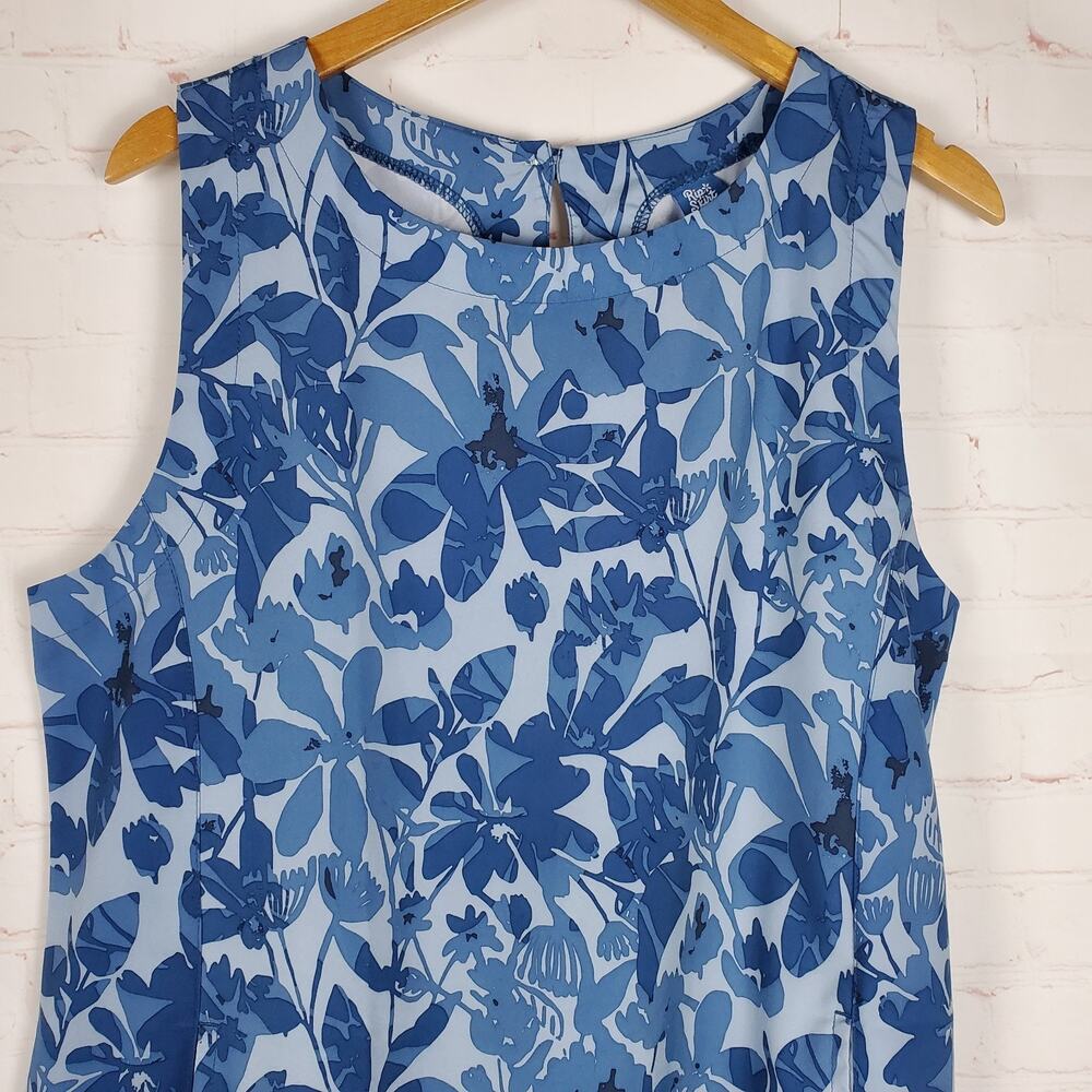 RipSkirt Hawaii Sun Dress Short Sz L Blue Floral Sleeveless Pockets Lightweight - Picture 4 of 13